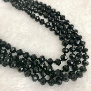 Black Crystal Wrap Necklace